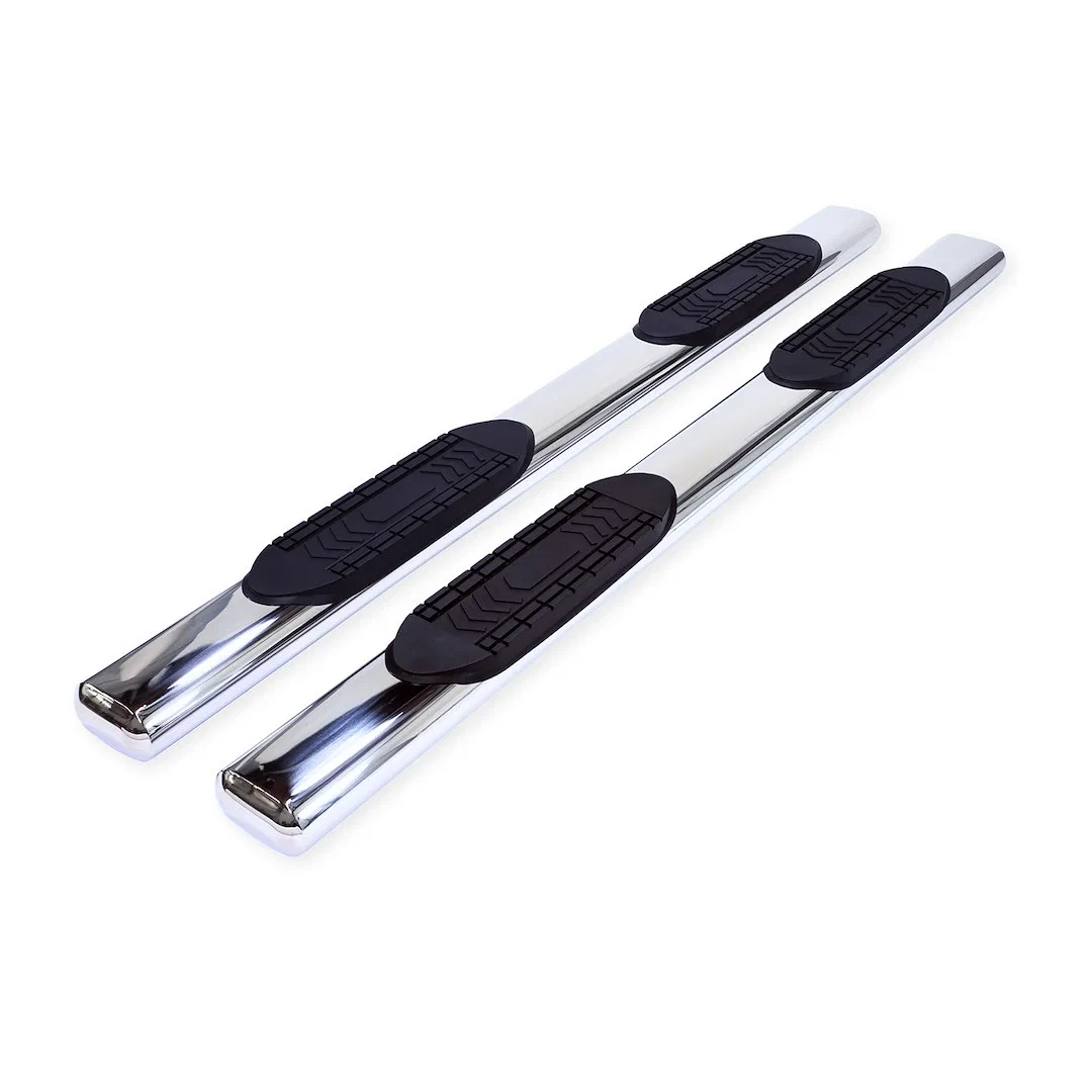 A8212S – TRAILFX Nerf Bar, With Step Pads 6 Inch Oval Straight Polished Stainless Steel With Welded End Caps Rocker P...